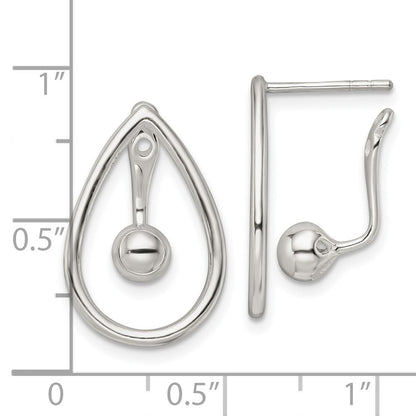 Sterlingsilber Poliert Tropfen mit Tropfen & Hängend Kugel Threader Stecker Earrin