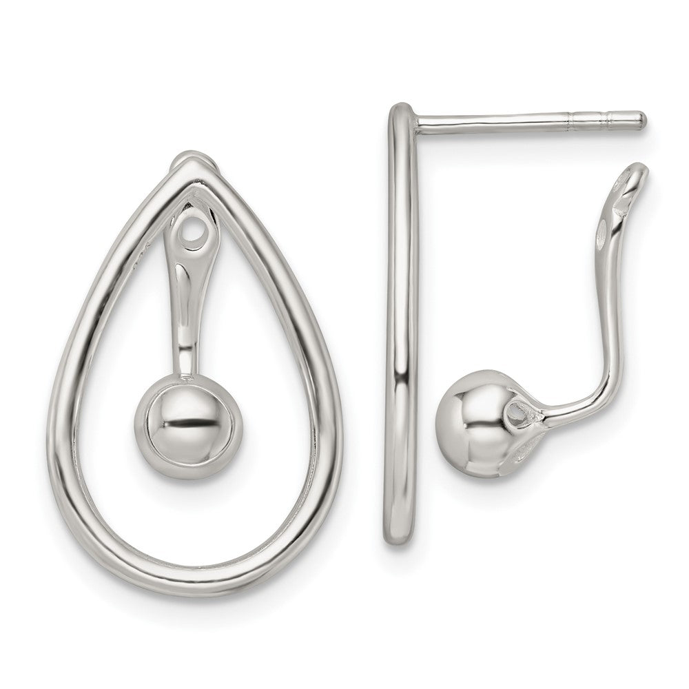 Sterlingsilber Poliert Tropfen mit Tropfen & Hängend Kugel Threader Stecker Earrin