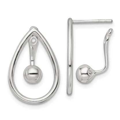 Sterlingsilber Poliert Tropfen mit Tropfen & Hängend Kugel Threader Stecker Earrin