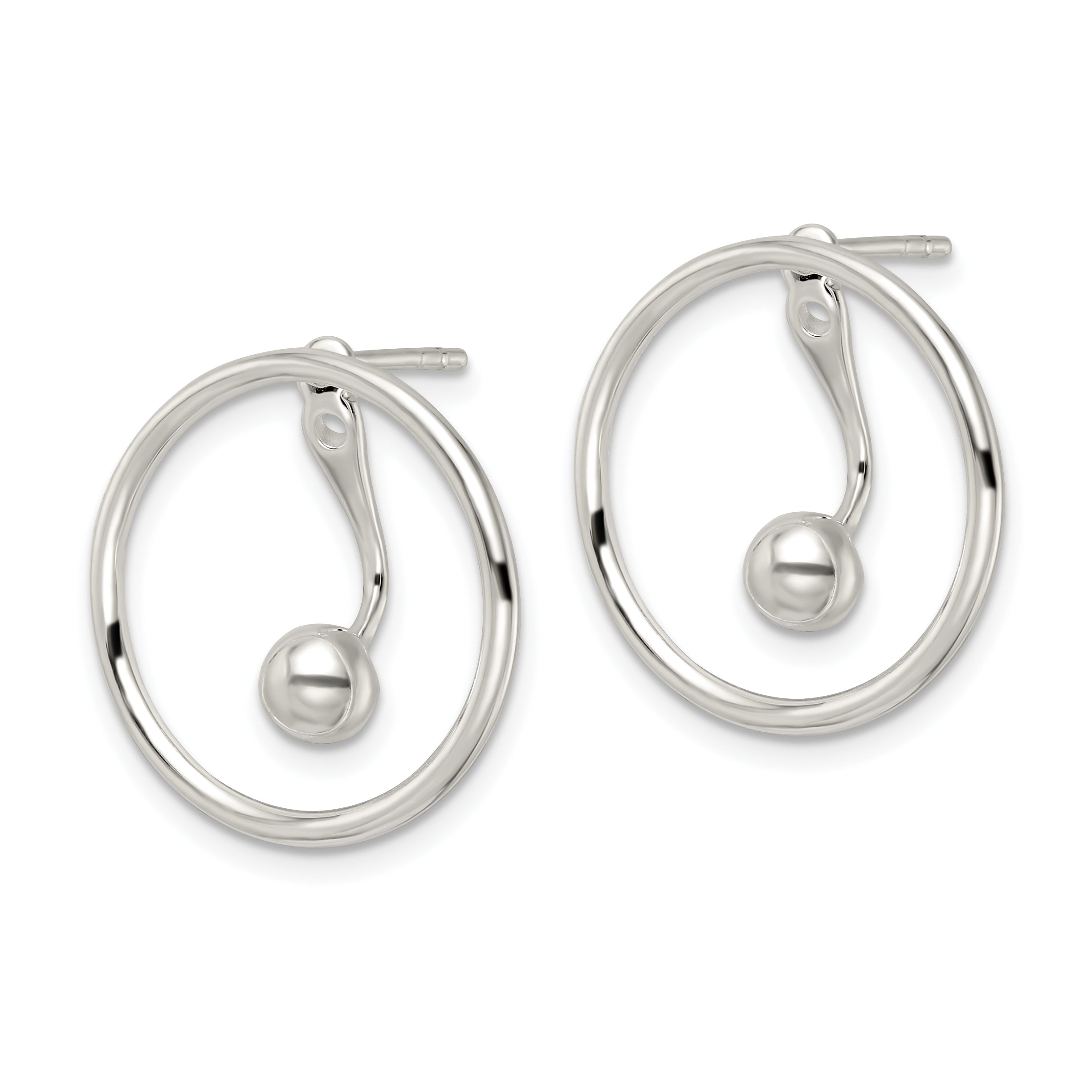 Sterlingsilber Poliert Kreis mit Tropfen & Hängend Threader Ohrstecker