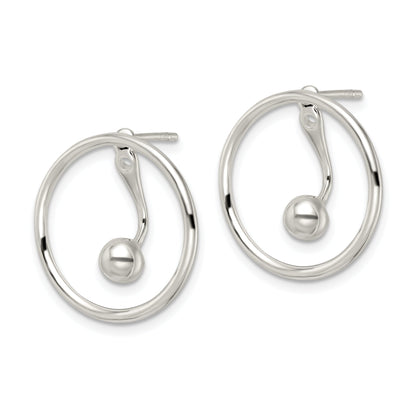 Sterlingsilber Poliert Kreis mit Tropfen & Hängend Threader Ohrstecker