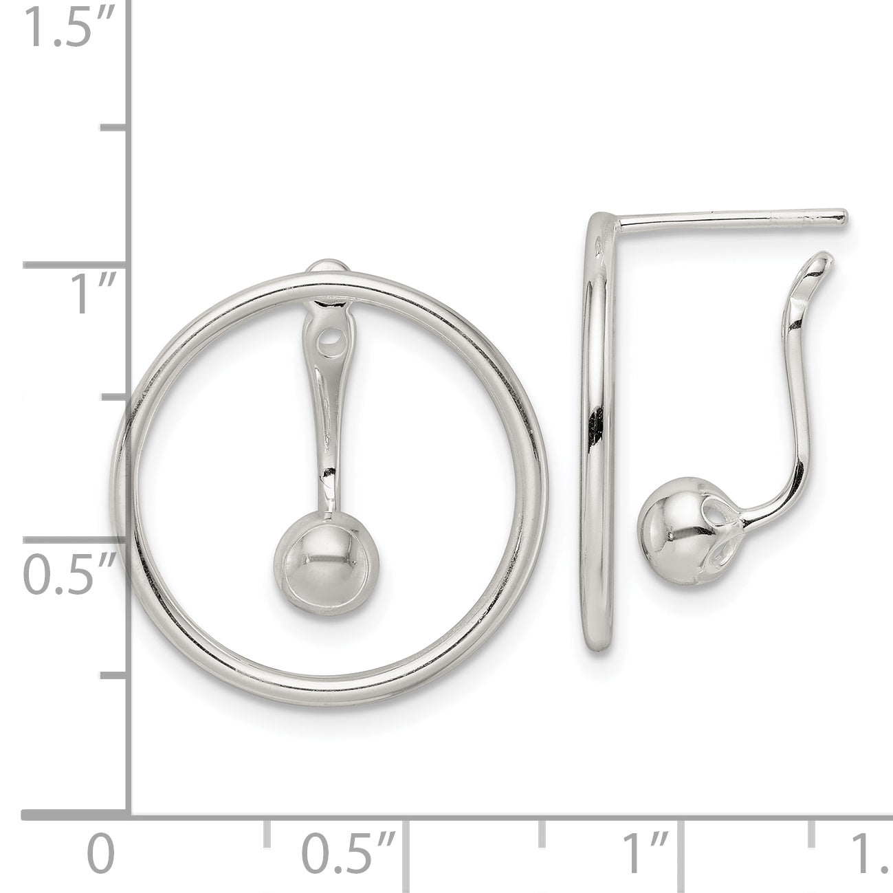 Sterlingsilber Poliert Kreis mit Tropfen & Hängend Threader Ohrstecker