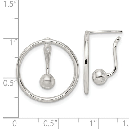 Sterlingsilber Poliert Kreis mit Tropfen & Hängend Threader Ohrstecker
