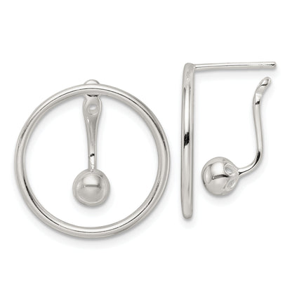Sterlingsilber Poliert Kreis mit Tropfen & Hängend Threader Ohrstecker