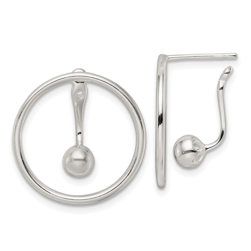 Sterlingsilber Poliert Kreis mit Tropfen & Hängend Threader Ohrstecker