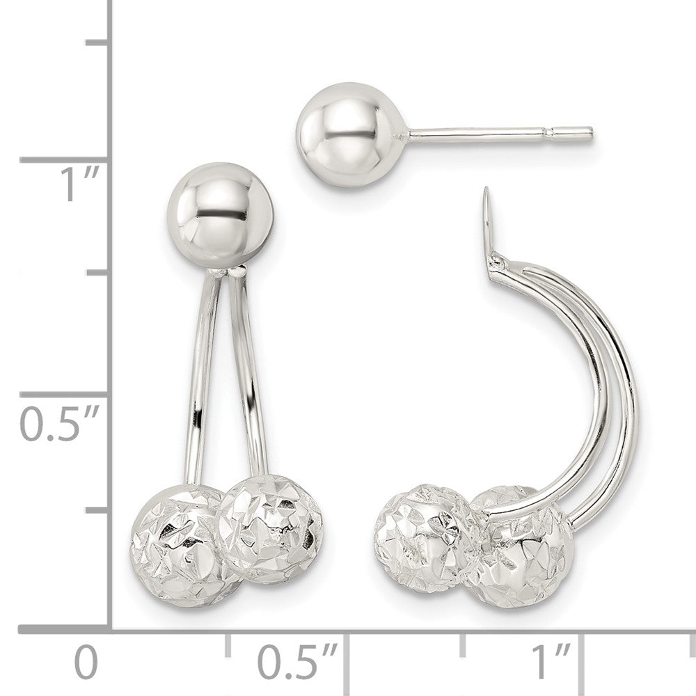 Sterlingsilber Strukturiert Kugel Jacken und 6mm Ohrstecker