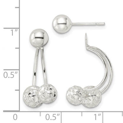 Sterlingsilber Strukturiert Kugel Jacken und 6mm Ohrstecker