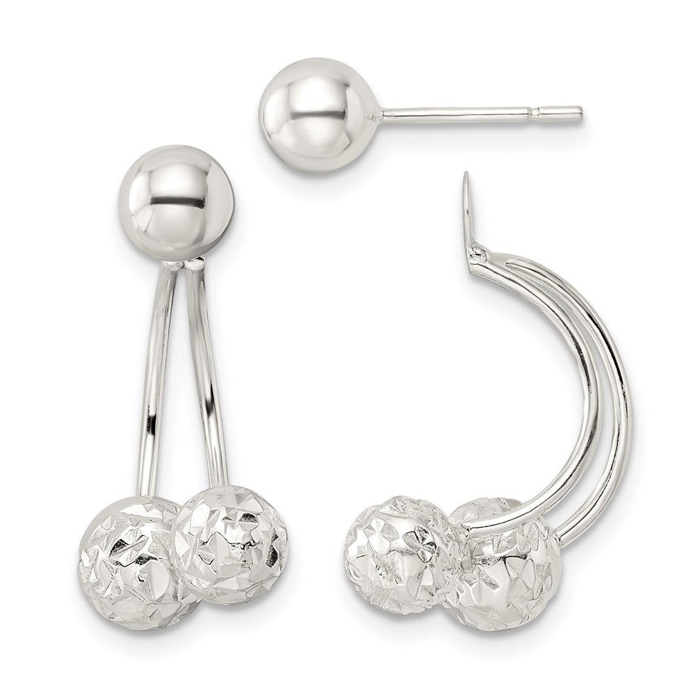 Sterlingsilber Strukturiert Kugel Jacken und 6mm Ohrstecker