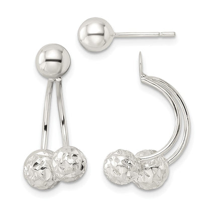 Sterlingsilber Strukturiert Kugel Jacken und 6mm Ohrstecker
