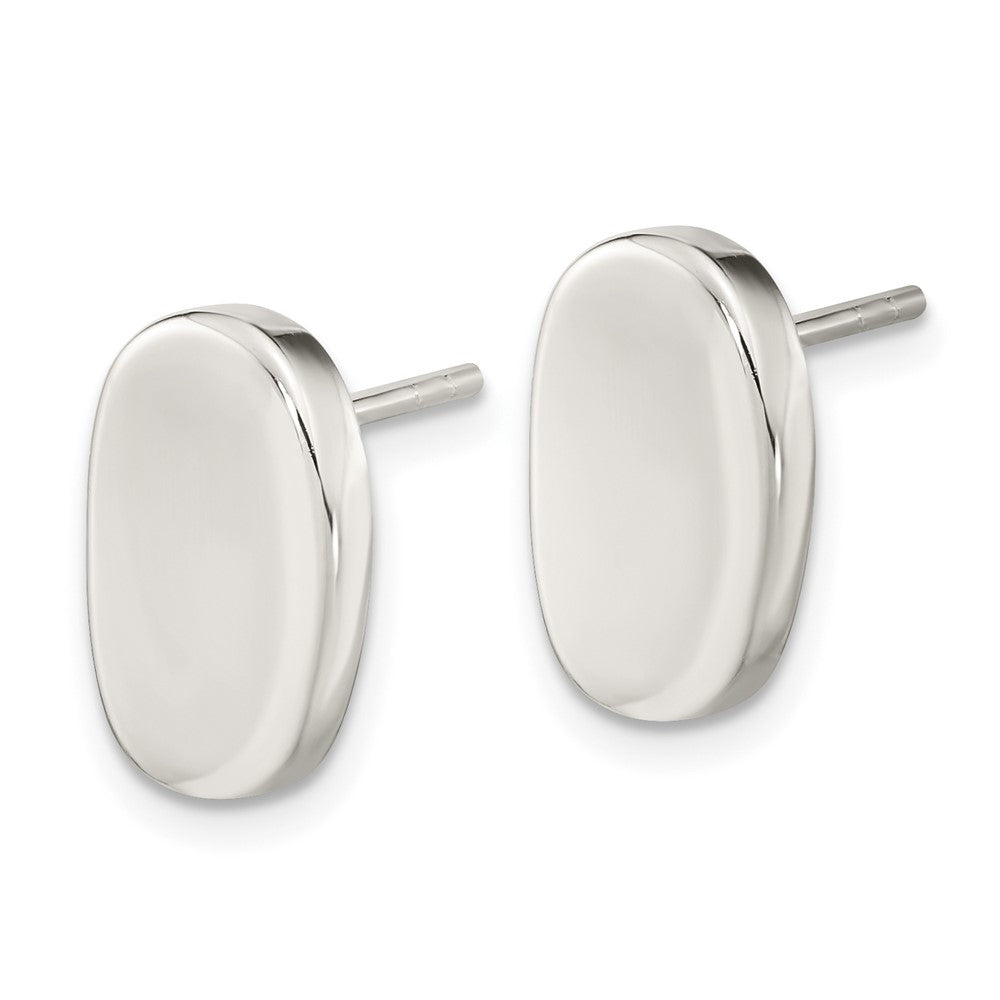 Sterlingsilber Poliert Oval Ohrstecker