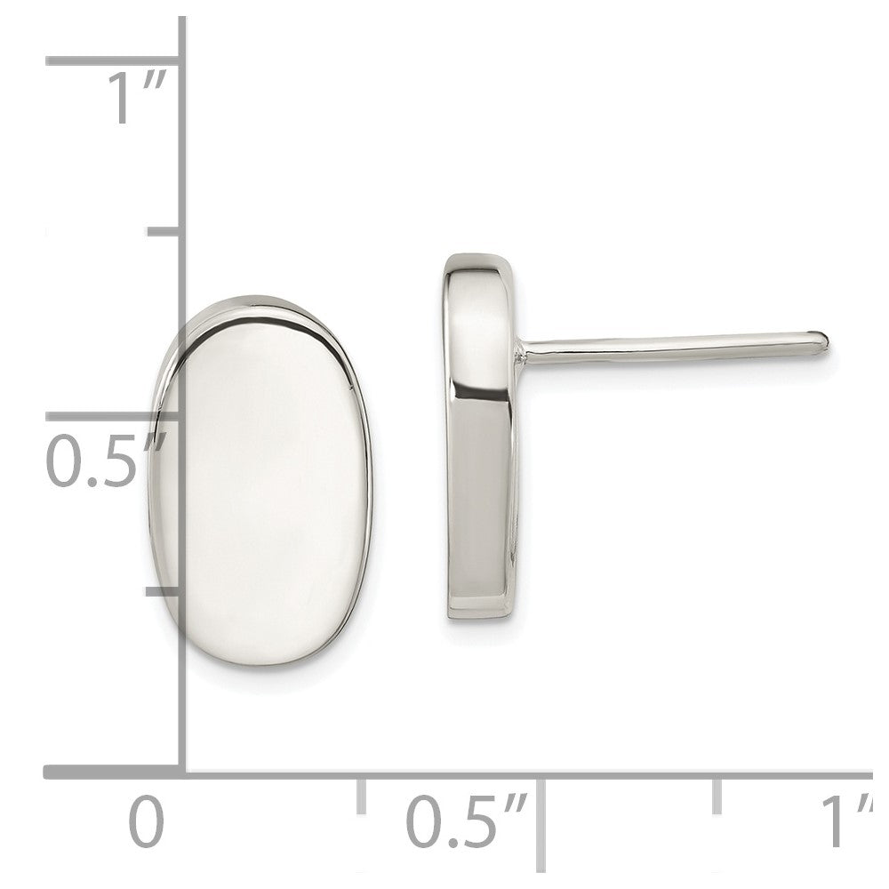 Sterlingsilber Poliert Oval Ohrstecker