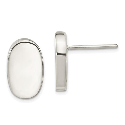 Sterlingsilber Poliert Oval Ohrstecker