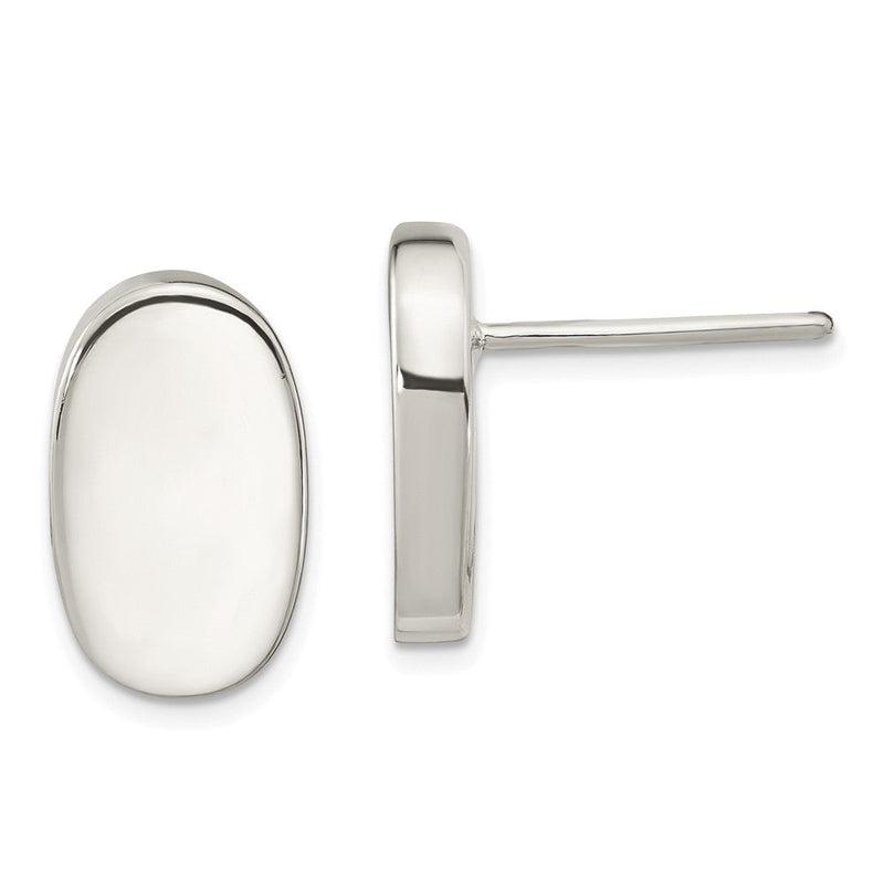 Sterlingsilber Poliert Oval Ohrstecker