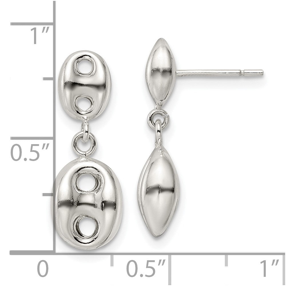 Sterlingsilber Poliert Oval Hängend Ohrstecker