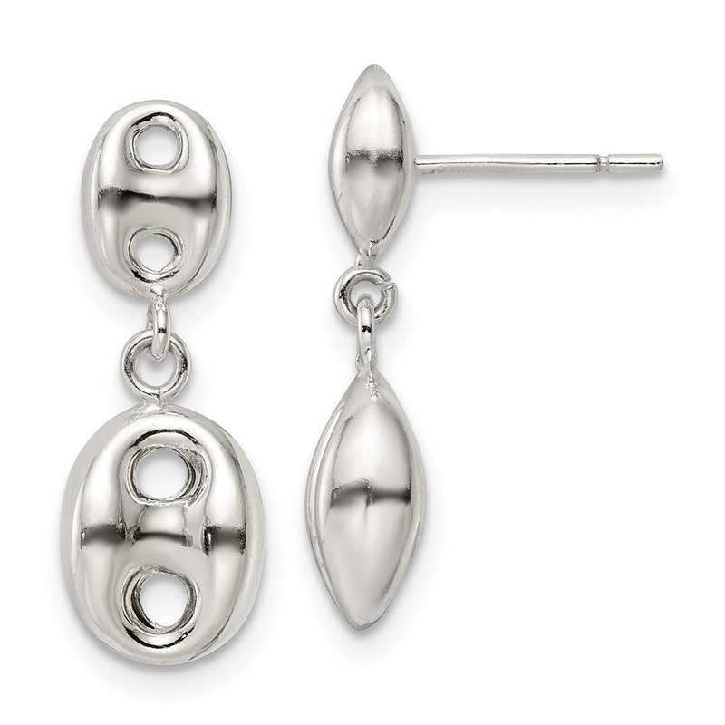 Sterlingsilber Poliert Oval Hängend Ohrstecker