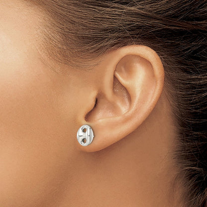 Sterlingsilber Poliert Oval Ohrstecker