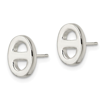 Sterlingsilber Poliert Oval Design Ohrstecker