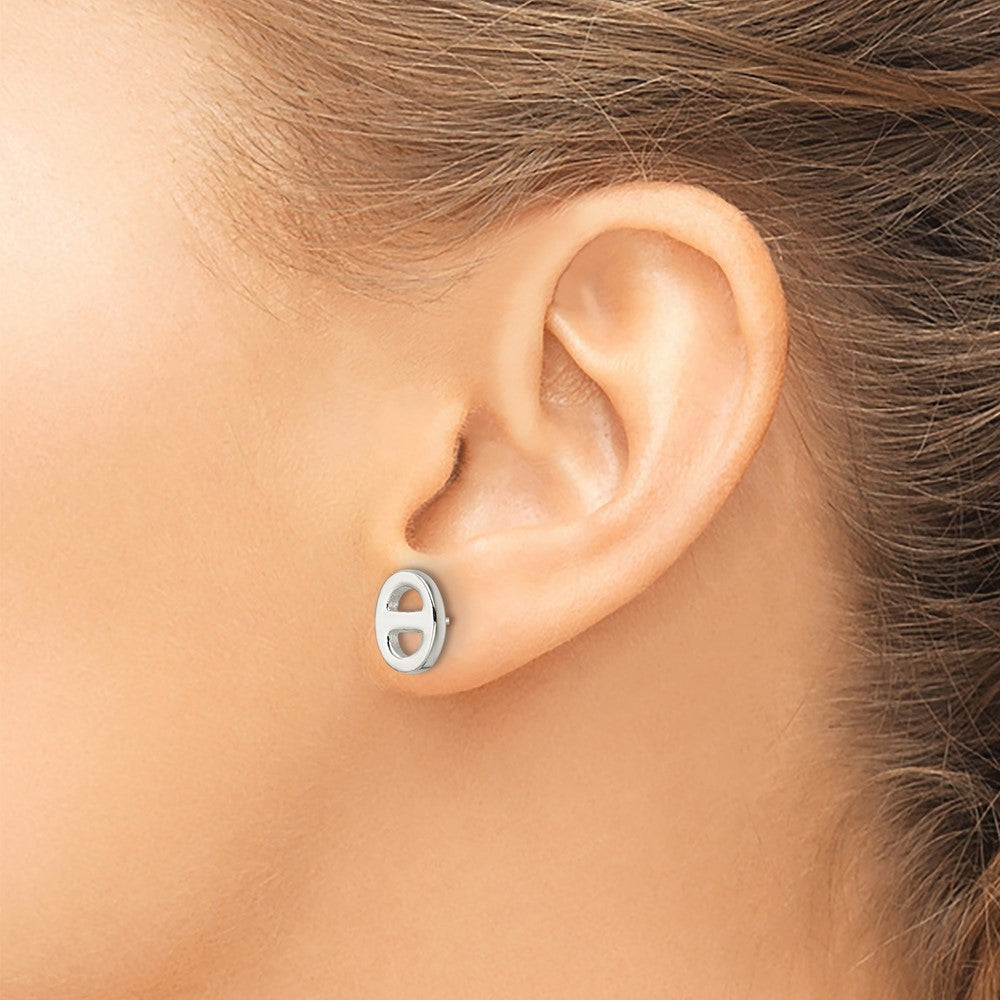 Sterlingsilber Poliert Oval Design Ohrstecker