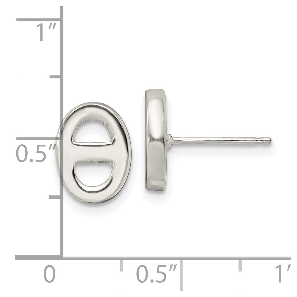 Sterlingsilber Poliert Oval Design Ohrstecker