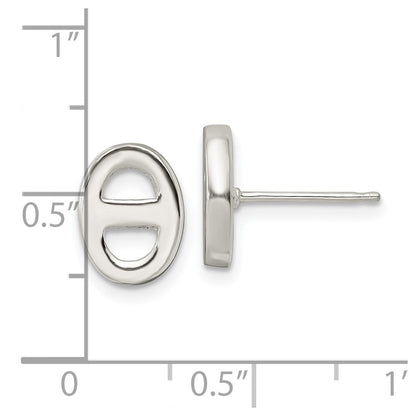Sterlingsilber Poliert Oval Design Ohrstecker