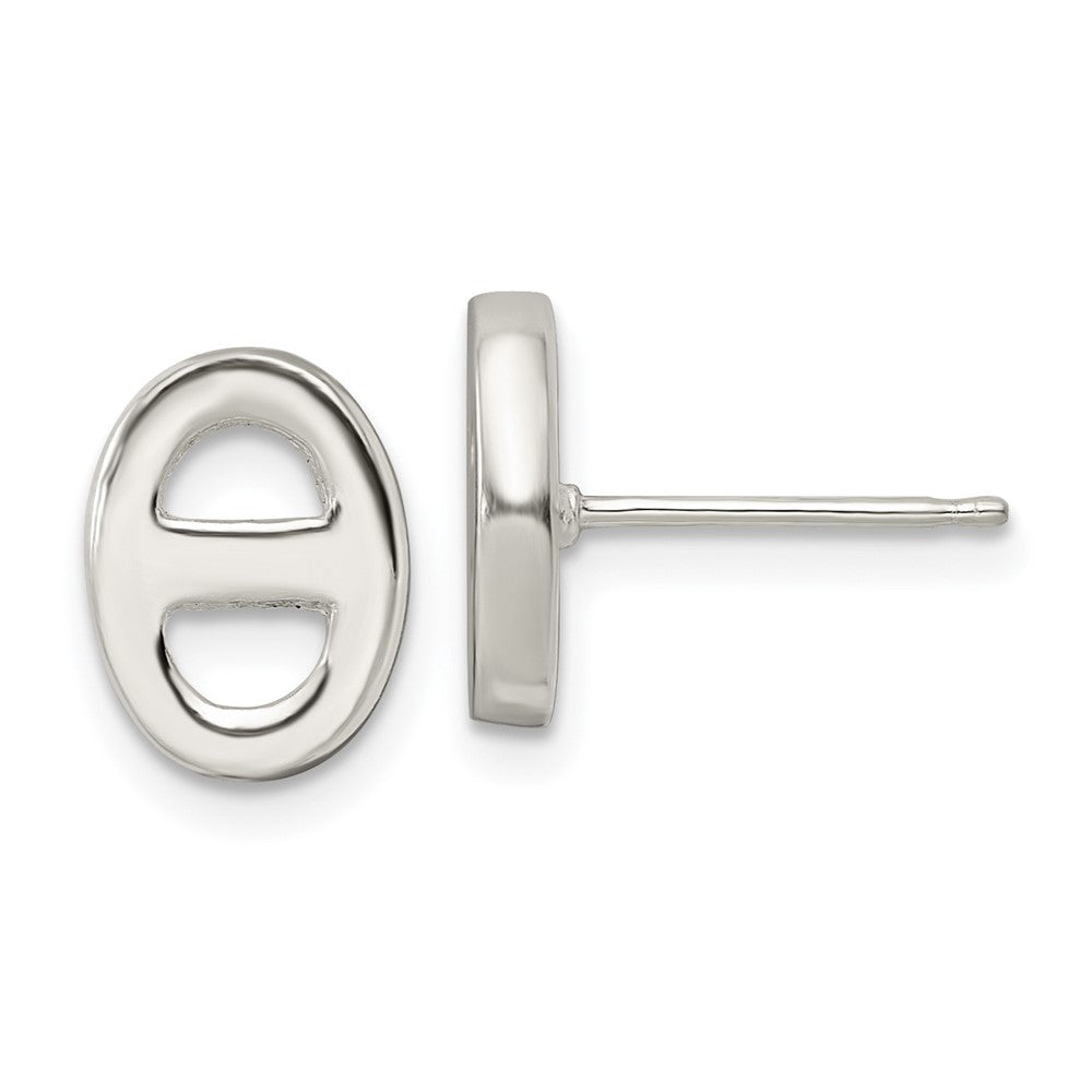 Sterlingsilber Poliert Oval Design Ohrstecker
