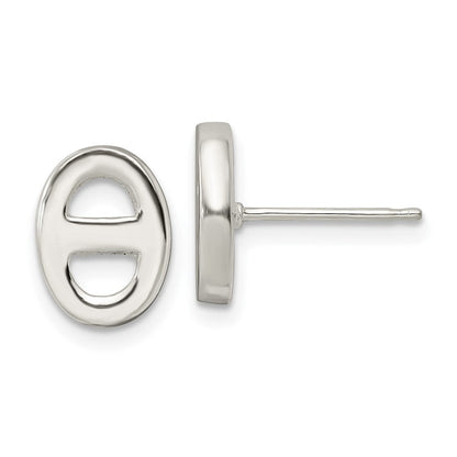 Sterlingsilber Poliert Oval Design Ohrstecker