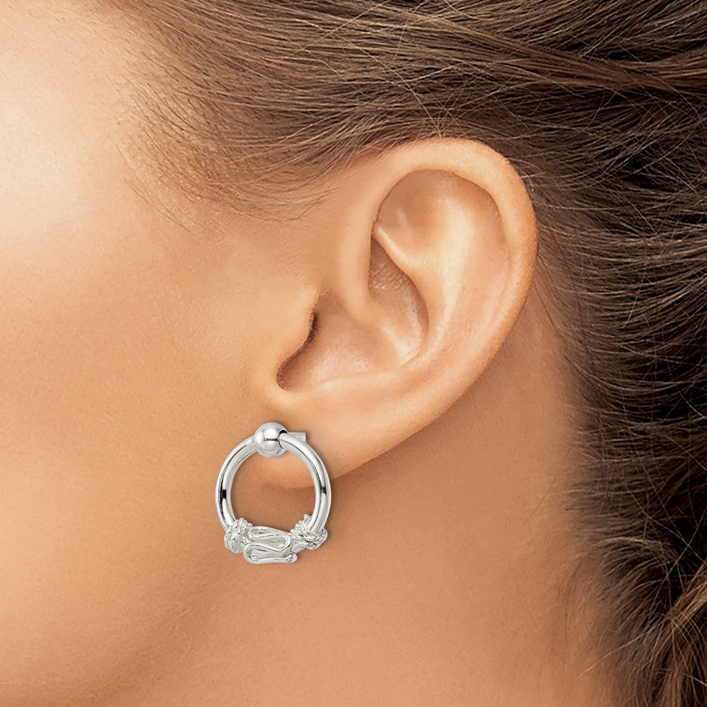 Sterlingsilber Poliert Fantasie Kreis Hängend Ohrstecker