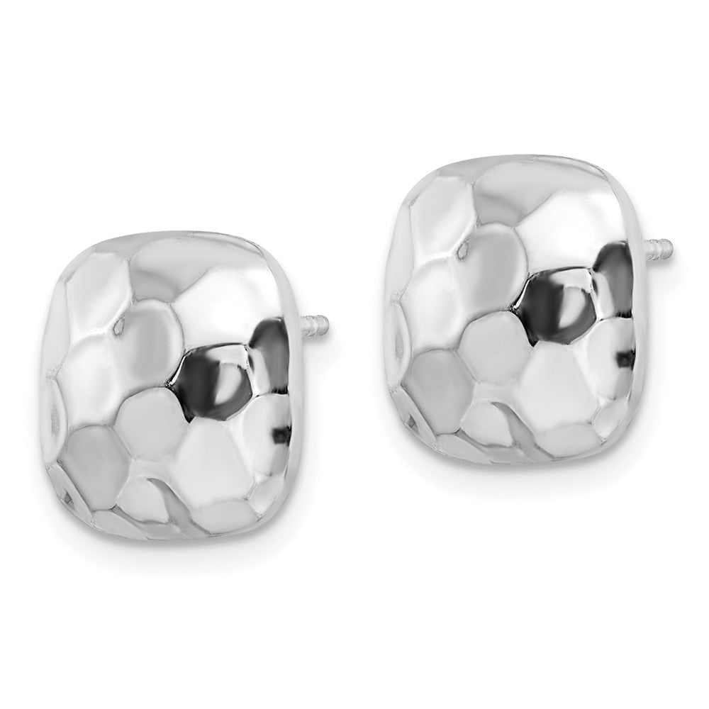 Sterlingsilber Rhodiniert Stecker Poliert & Strukturiert Quadratisch Ohrringe