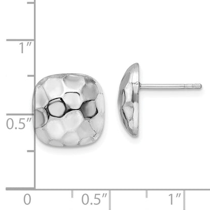 Sterlingsilber Rhodiniert Stecker Poliert & Strukturiert Quadratisch Ohrringe