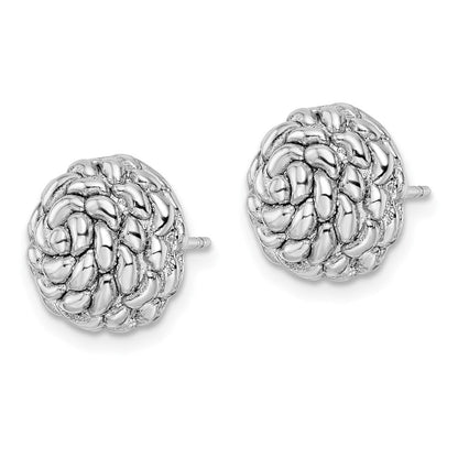 Sterlingsilber Rhodiniert Poliert Blume Ohrstecker