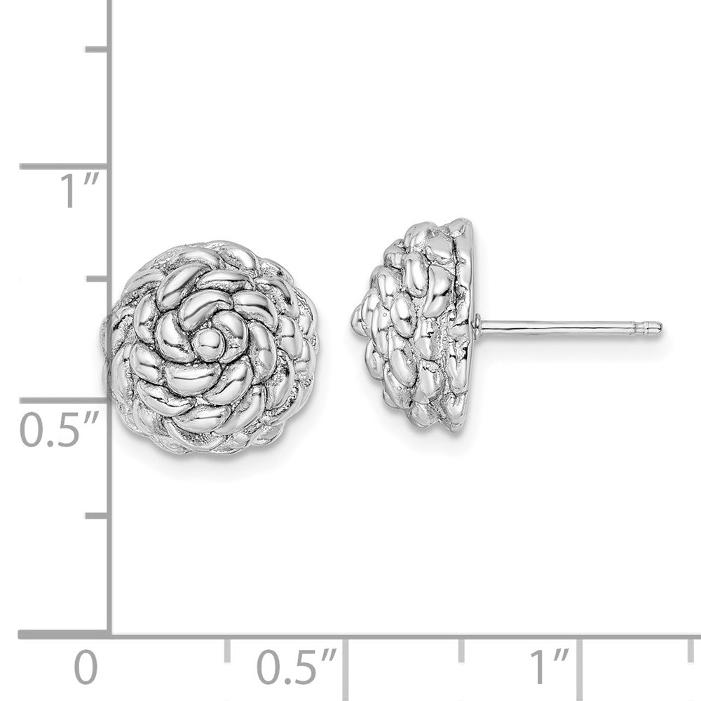 Sterlingsilber Rhodiniert Poliert Blume Ohrstecker