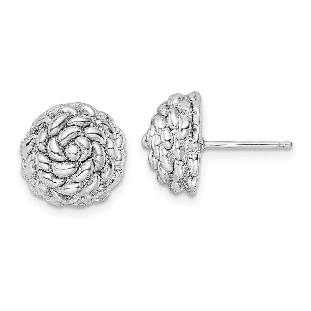 Sterlingsilber Rhodiniert Poliert Blume Ohrstecker