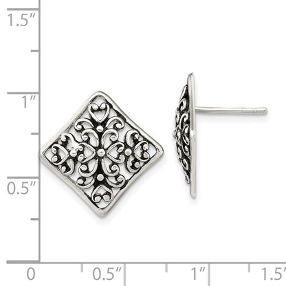 Sterlingsilber Antikisiert Quadratisch Filigran Ohrstecker