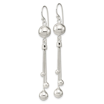 Sterlingsilber Poliert Gekugelt Multi-strand Kette Ohrhänger
