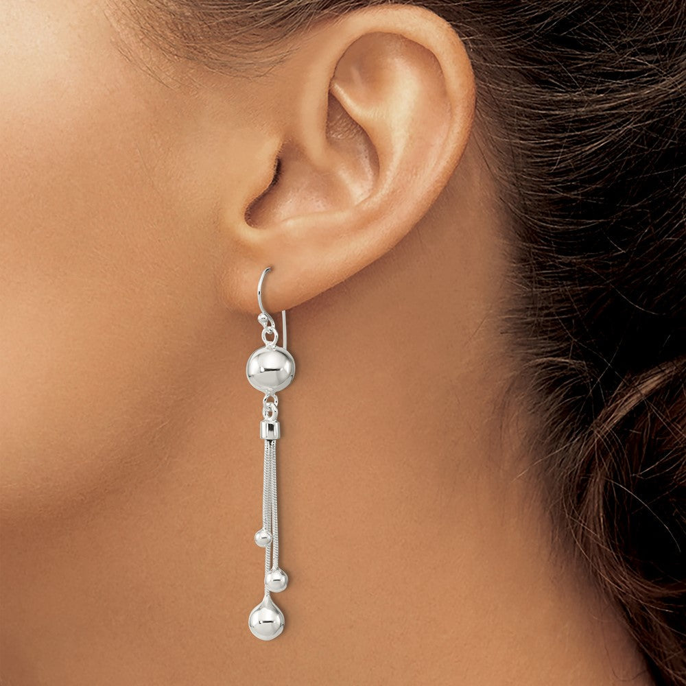 Sterlingsilber Poliert Gekugelt Multi-strand Kette Ohrhänger