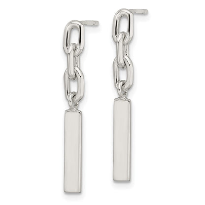 Sterlingsilber Poliert Stab & Kette Glieder Stecker Ohrhänger