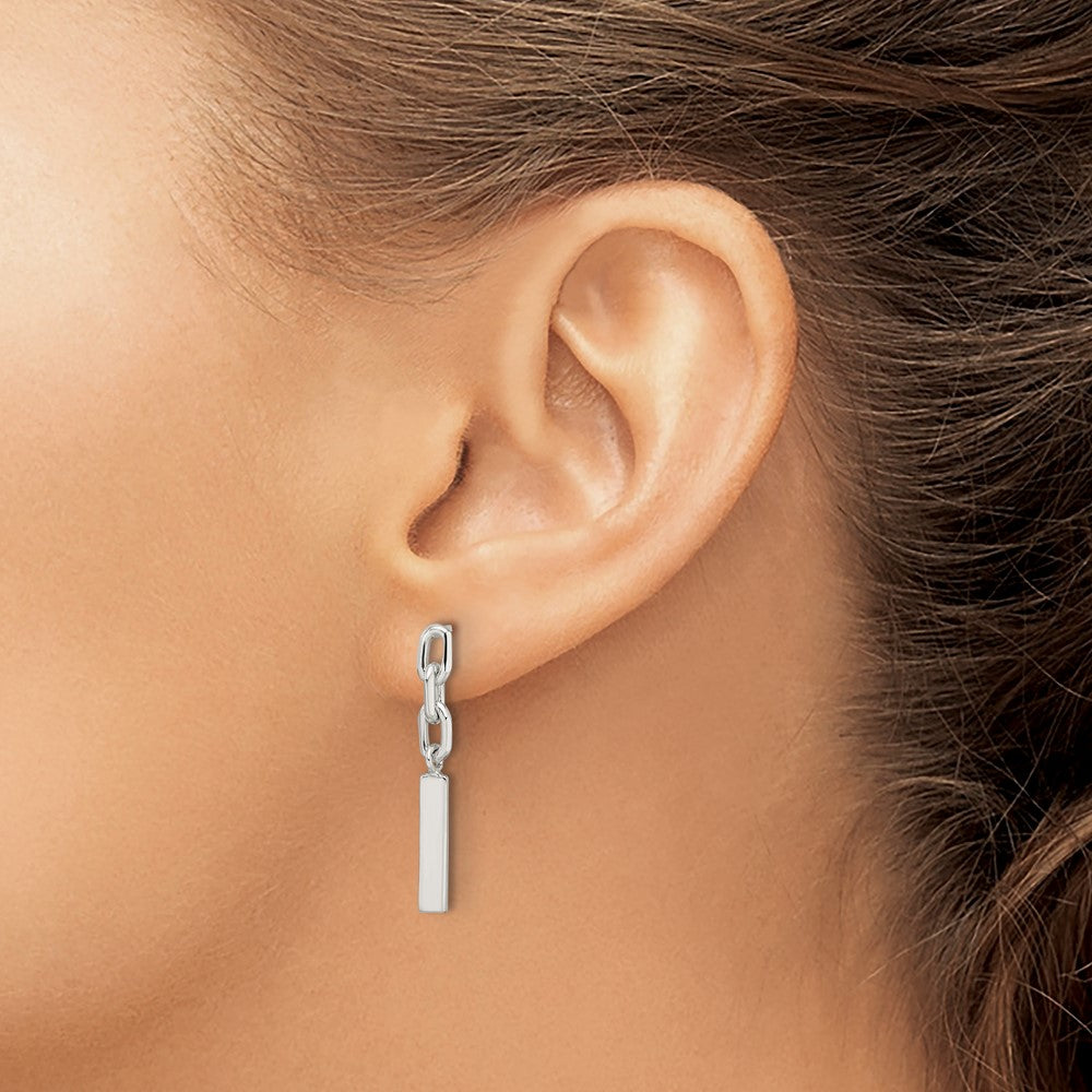 Sterlingsilber Poliert Stab & Kette Glieder Stecker Ohrhänger