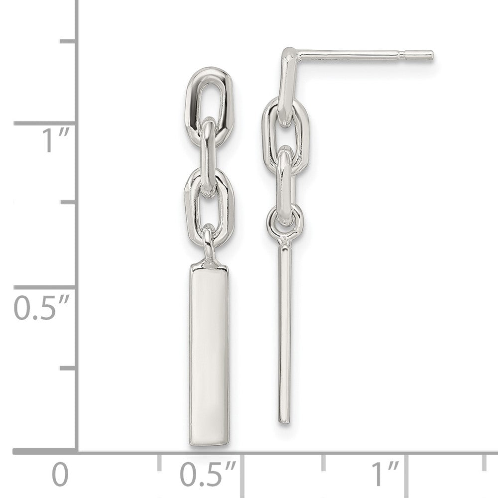 Sterlingsilber Poliert Stab & Kette Glieder Stecker Ohrhänger