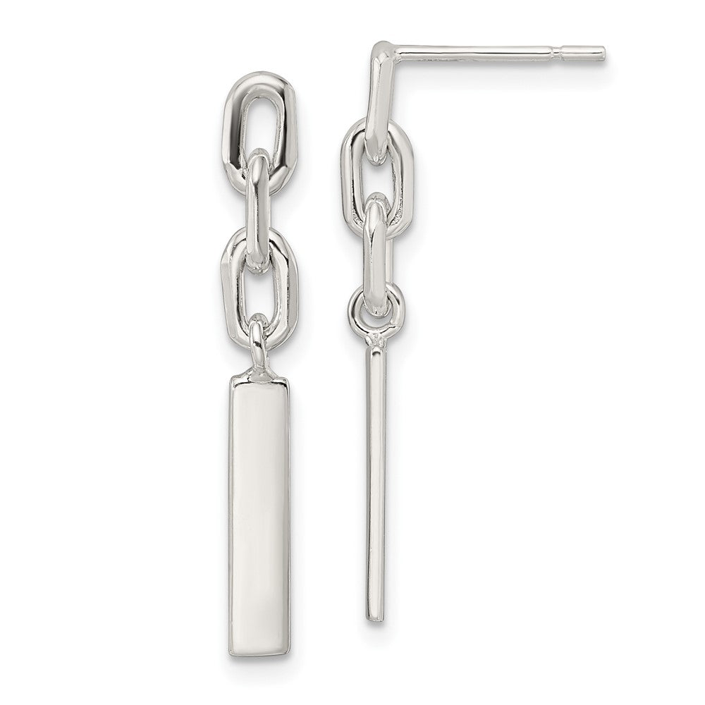 Sterlingsilber Poliert Stab & Kette Glieder Stecker Ohrhänger