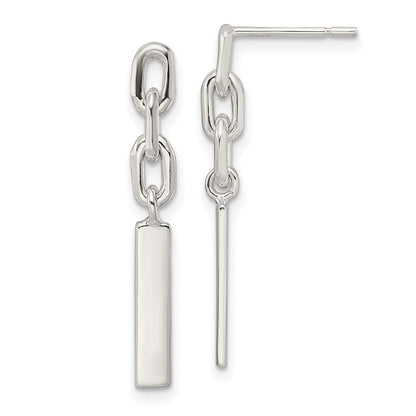 Sterlingsilber Poliert Stab & Kette Glieder Stecker Ohrhänger