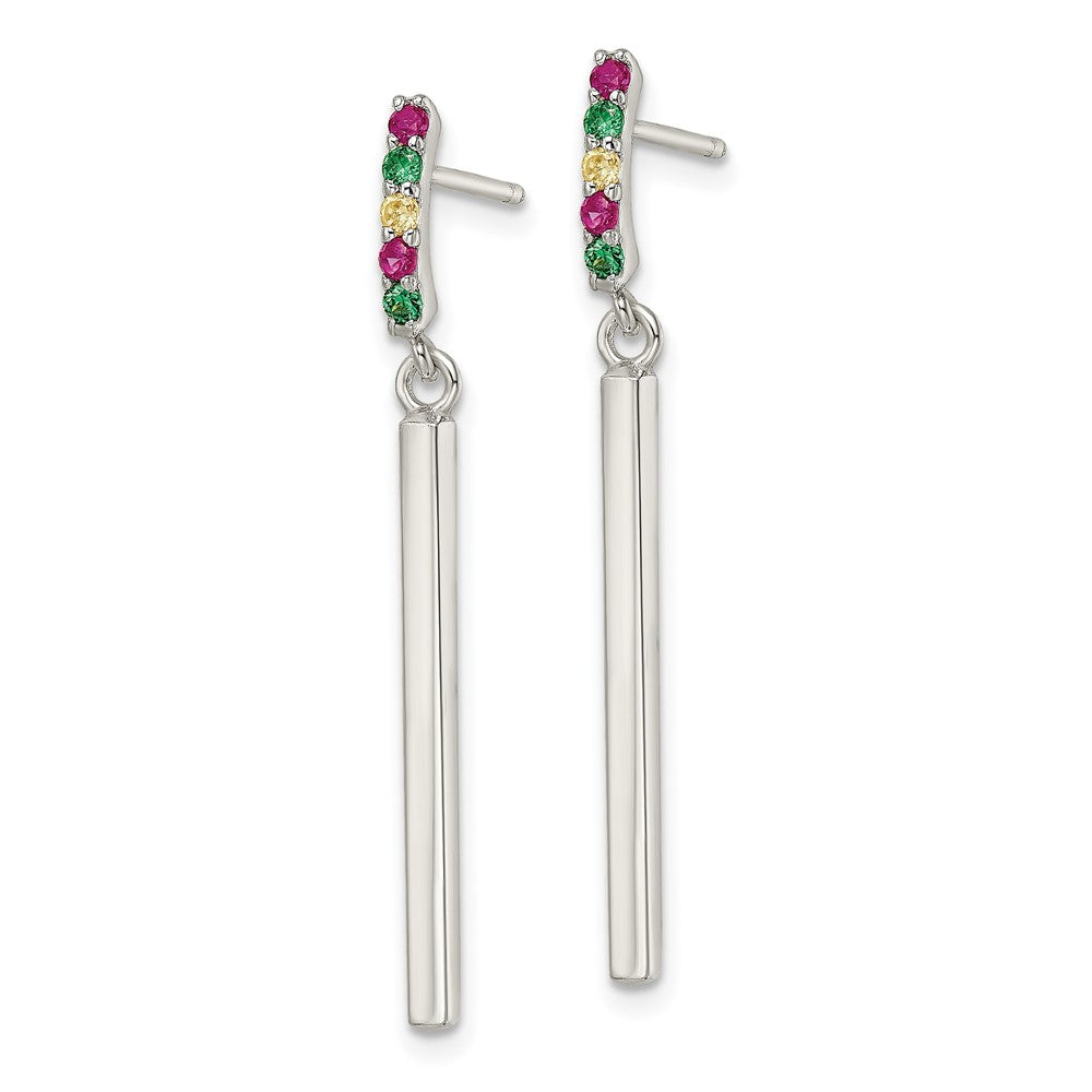 Sterlingsilber Rot/green/yellow Zirkonia Hängend Stab Ohrstecker