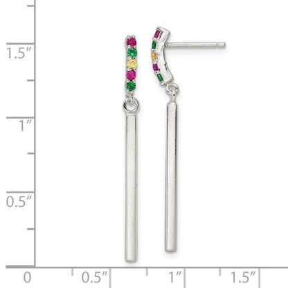 Sterlingsilber Rot/green/yellow Zirkonia Hängend Stab Ohrstecker