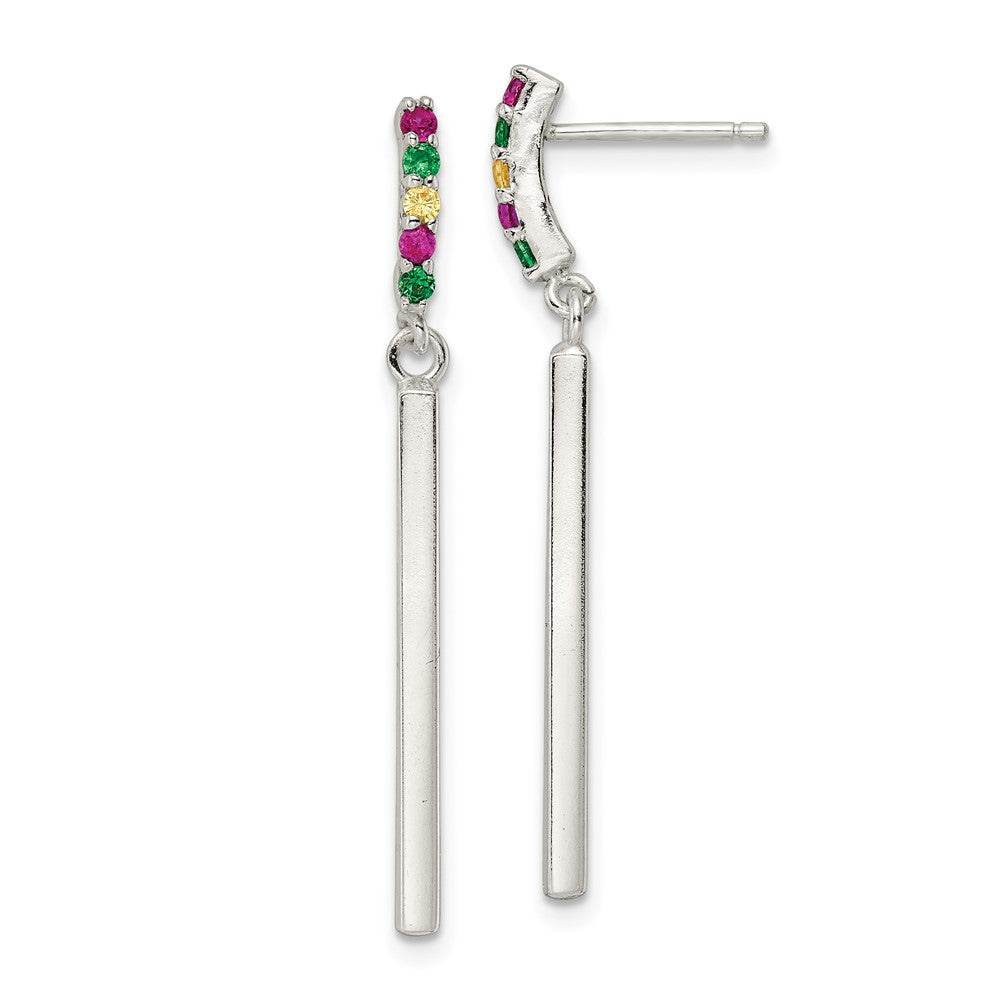 Sterlingsilber Rot/green/yellow Zirkonia Hängend Stab Ohrstecker