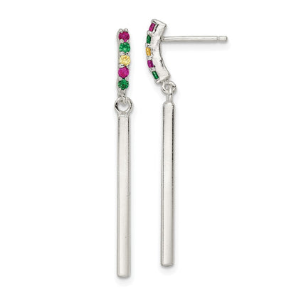 Sterlingsilber Rot/green/yellow Zirkonia Hängend Stab Ohrstecker