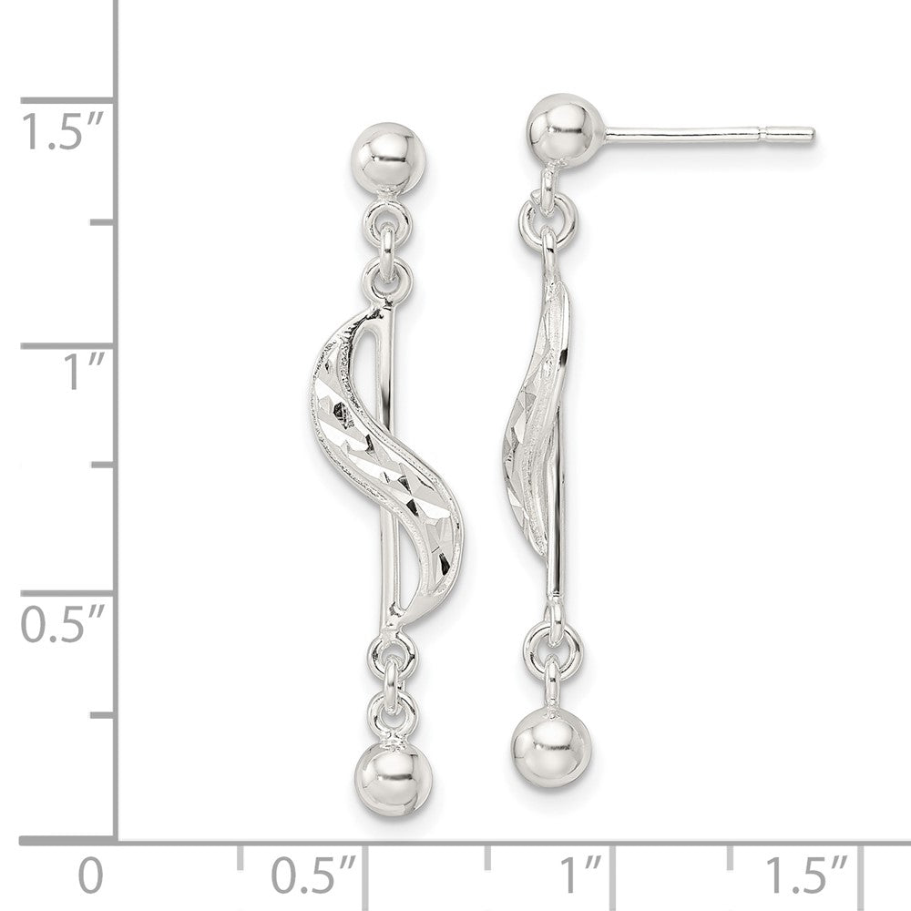 Sterlingsilber Poliert & Diamantiert Wirbel Ohrhänger