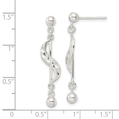 Sterlingsilber Poliert & Diamantiert Wirbel Ohrhänger