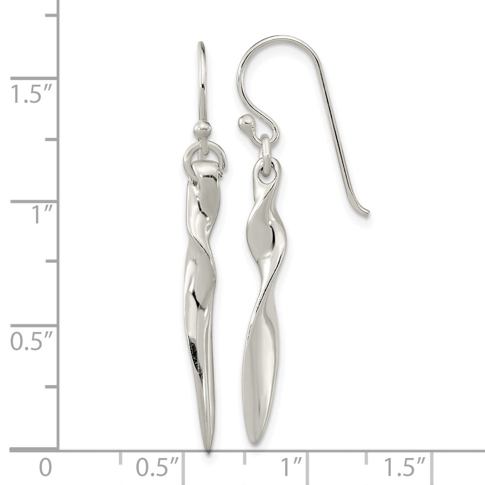 Sterlingsilber Poliert Gedreht Stab Hängend Shephard Haken Ohrringe