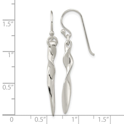 Sterlingsilber Poliert Gedreht Stab Hängend Shephard Haken Ohrringe
