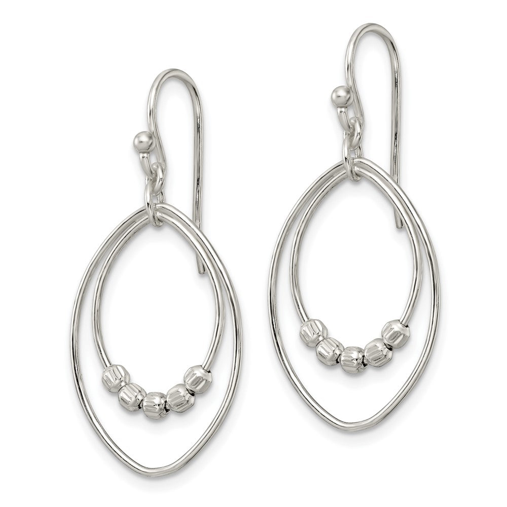 Sterlingsilber Poliert & Diamantiert Gekugelt Ovals Ohrhänger
