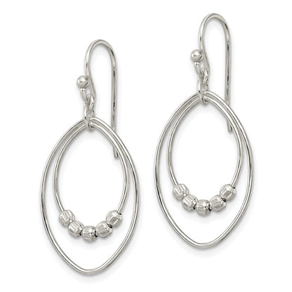 Sterlingsilber Poliert & Diamantiert Gekugelt Ovals Ohrhänger